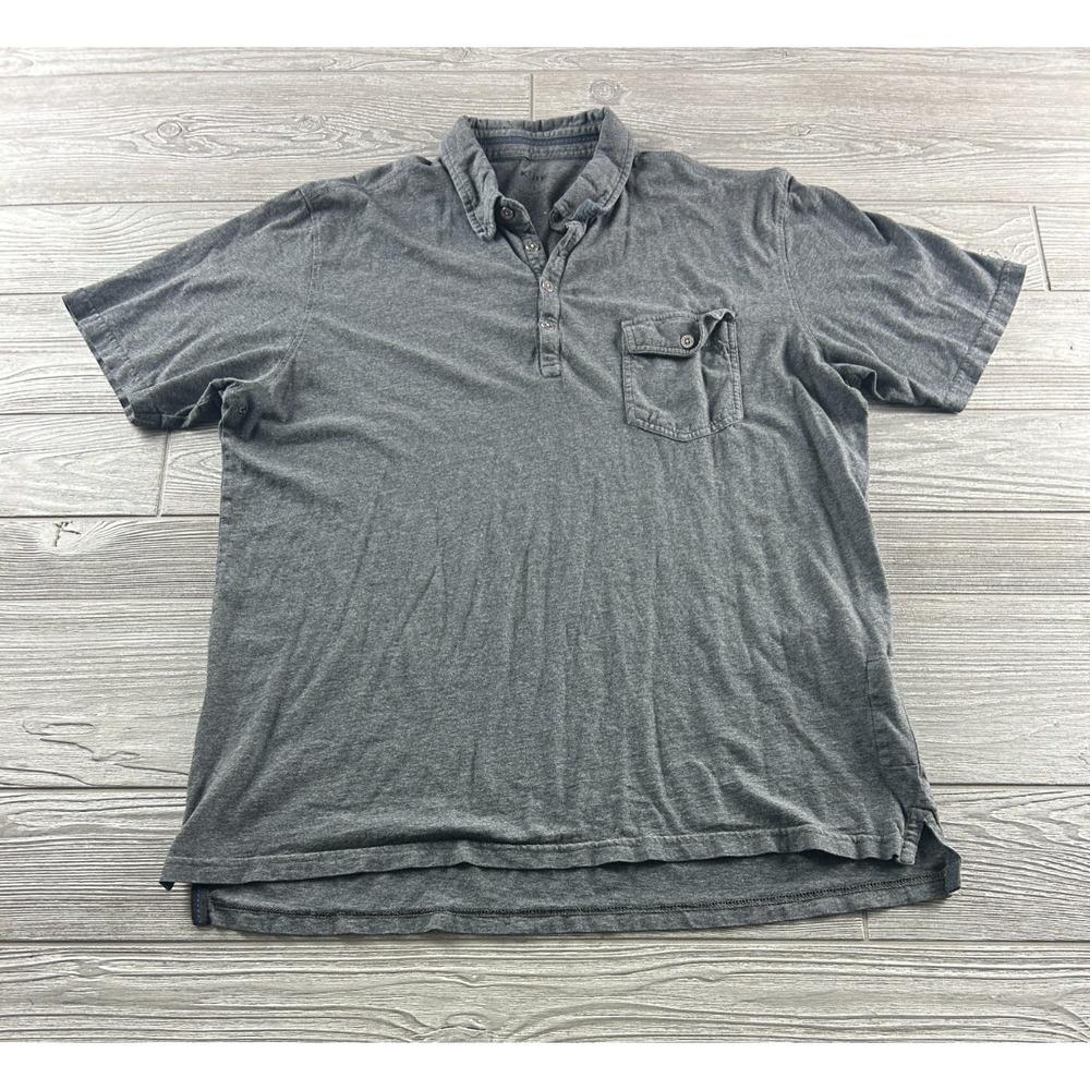 Kuhl Wildfibre Womens Gray 1/4 Button Short Sleeve Organic Cotton Top L